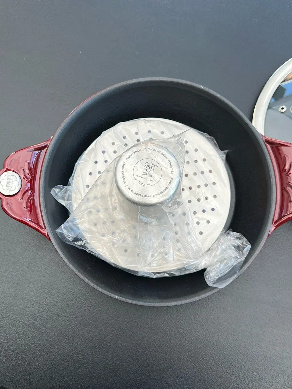 Princess House Red Ceramic Covered Casserole with Glass Lid